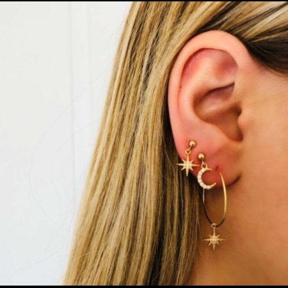 Jewelry - 3/$30 Crystal Star MoonZinc Alloy Dangle Earrings